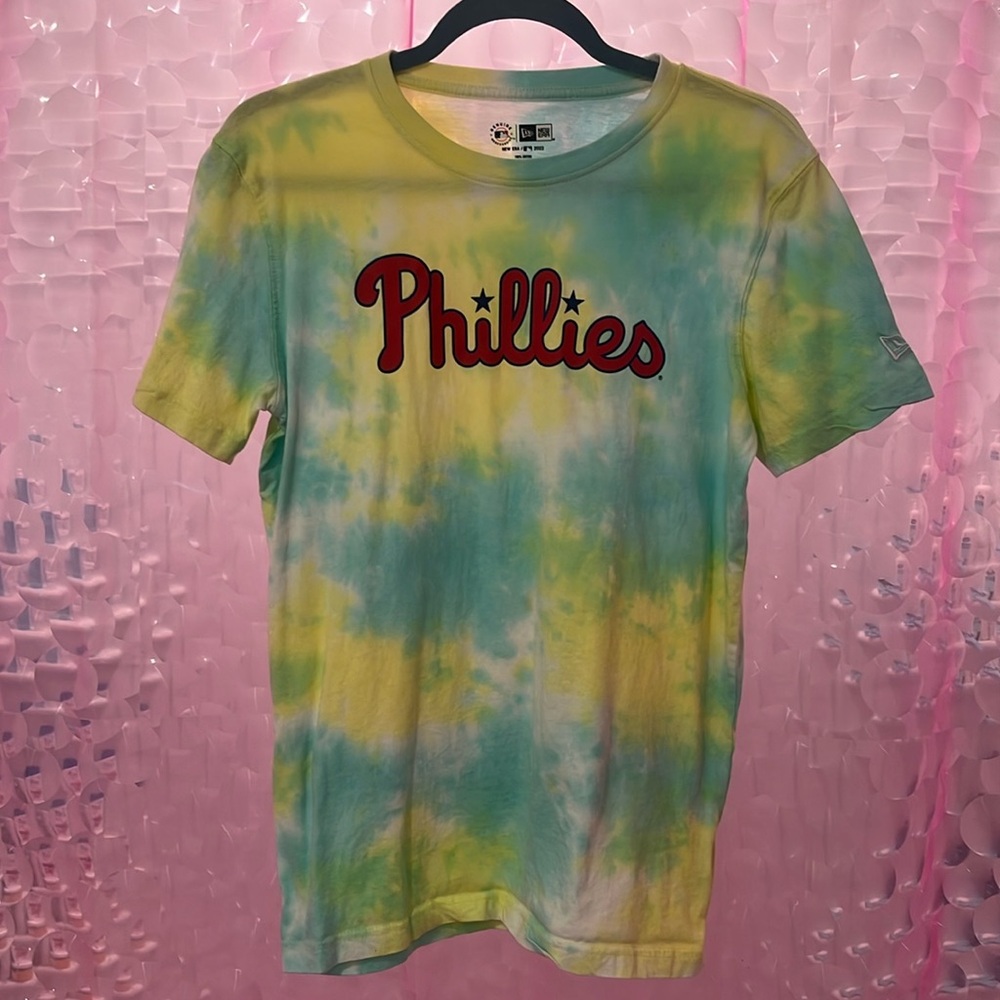 Phillies t-shirt. Size small. Tie dye blue and yellow.